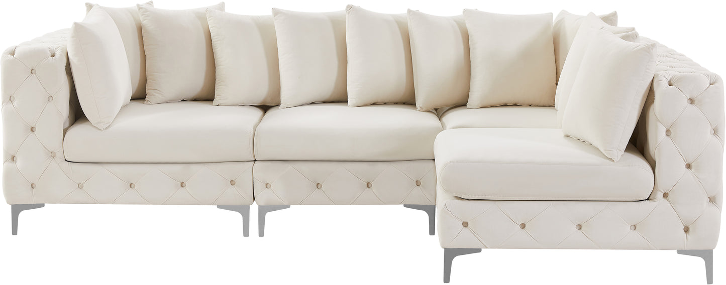 westmount cream velvet modular sectional sec4a