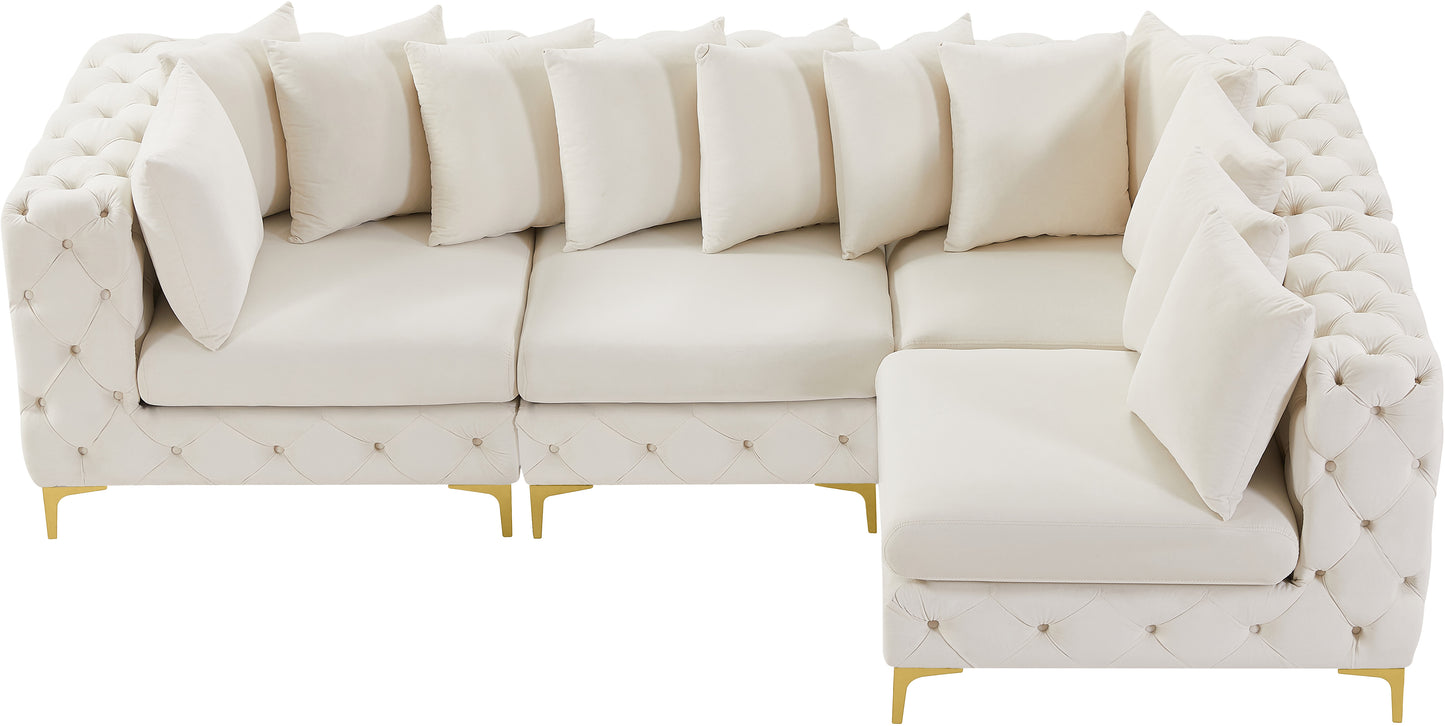 westmount cream velvet modular sectional sec4a