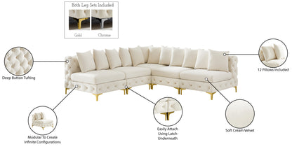 Westmount Cream Velvet Modular Sectional Sec5B