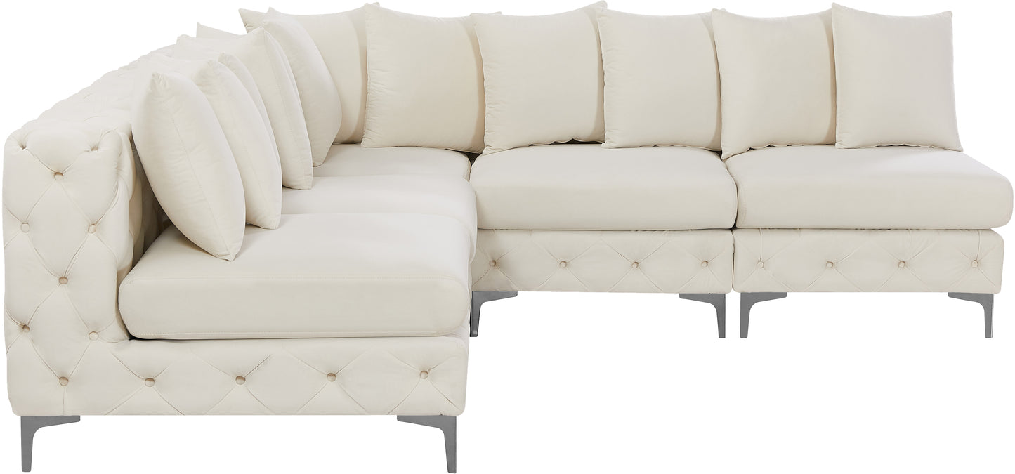 westmount cream velvet modular sectional sec5b