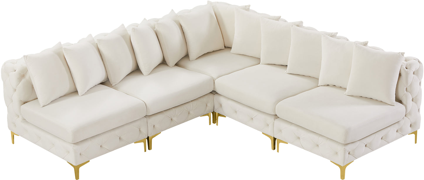 westmount cream velvet modular sectional sec5b