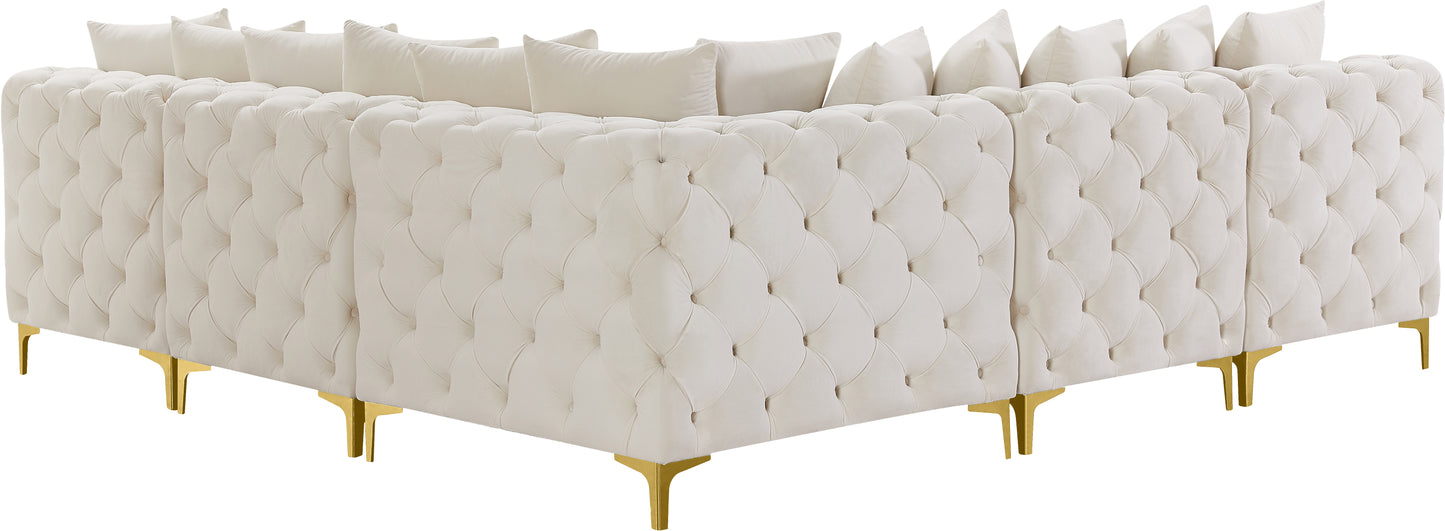 westmount cream velvet modular sectional sec5b