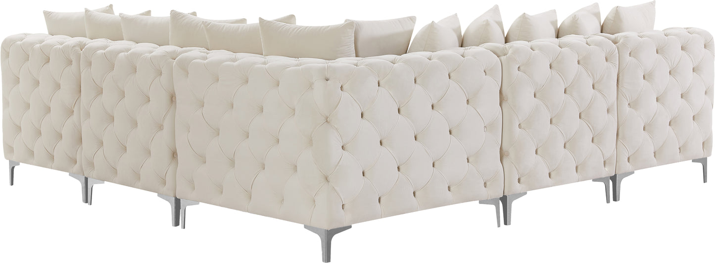 westmount cream velvet modular sectional sec5b