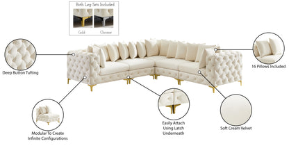 Westmount Cream Velvet Modular Sectional Sec5C