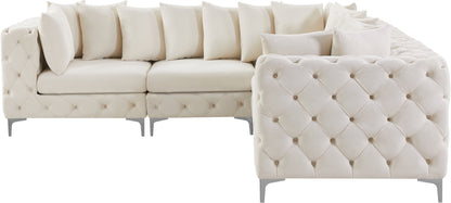 Westmount Cream Velvet Modular Sectional Sec5C