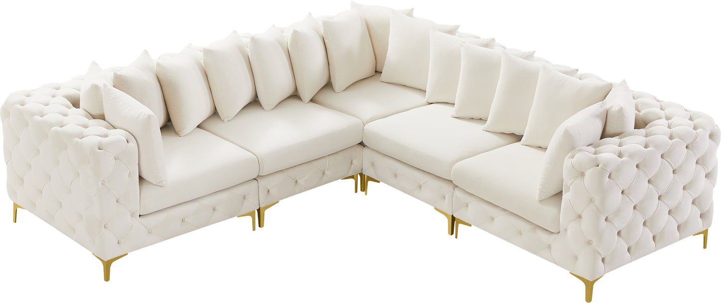 westmount cream velvet modular sectional sec5c