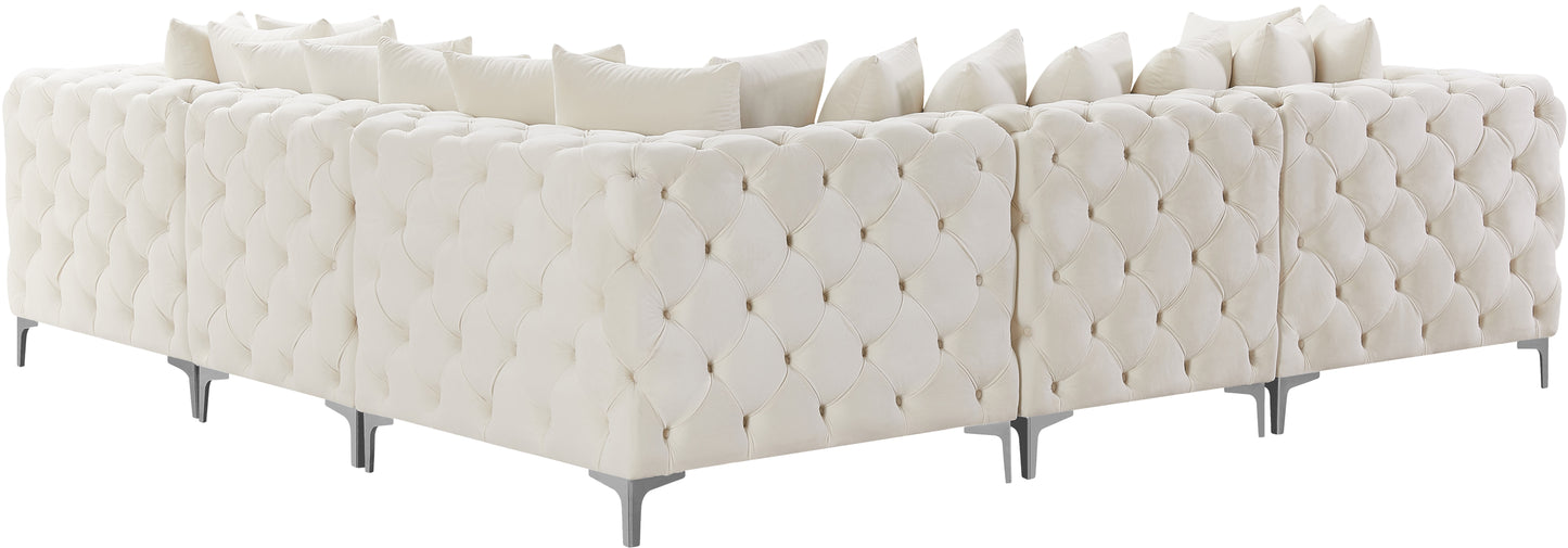 westmount cream velvet modular sectional sec5c