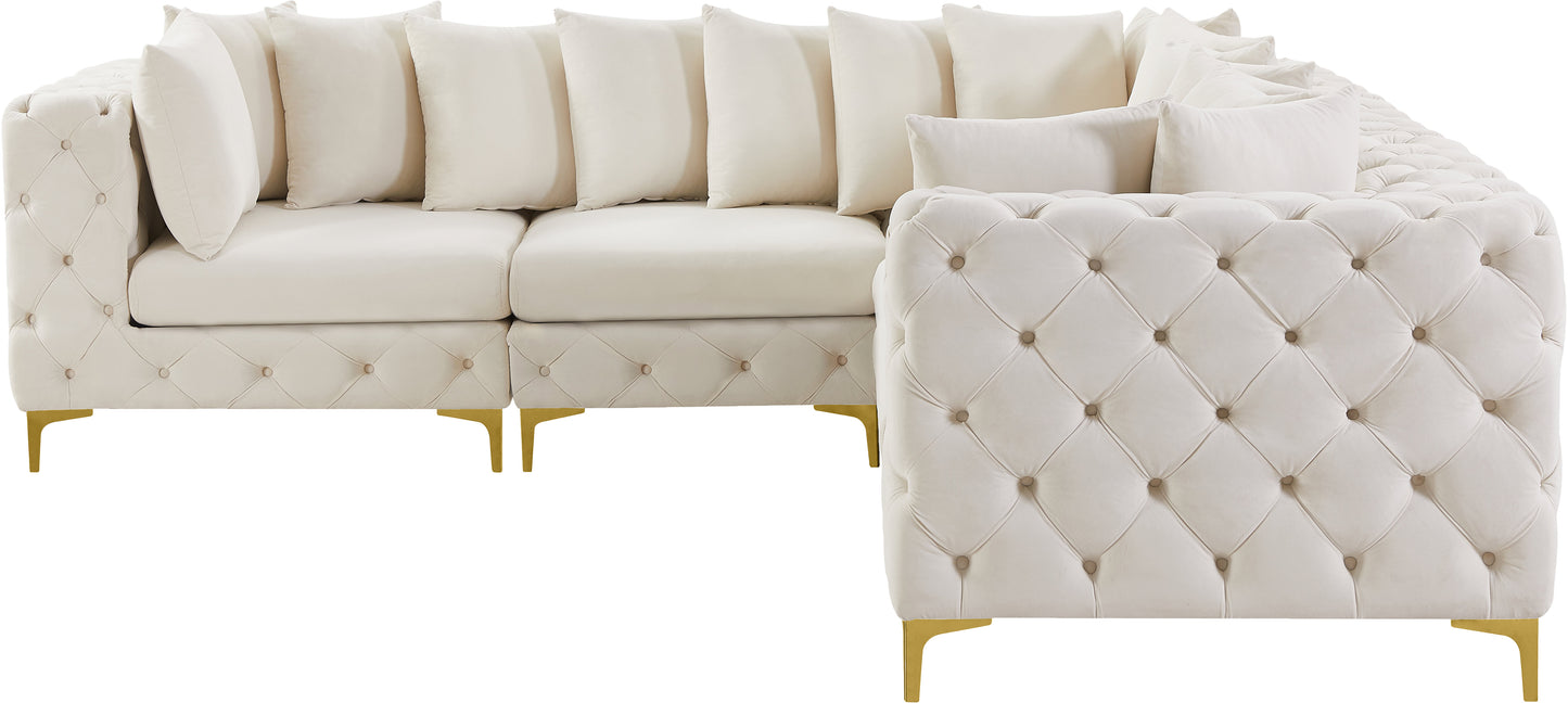 westmount cream velvet modular sectional sec5c