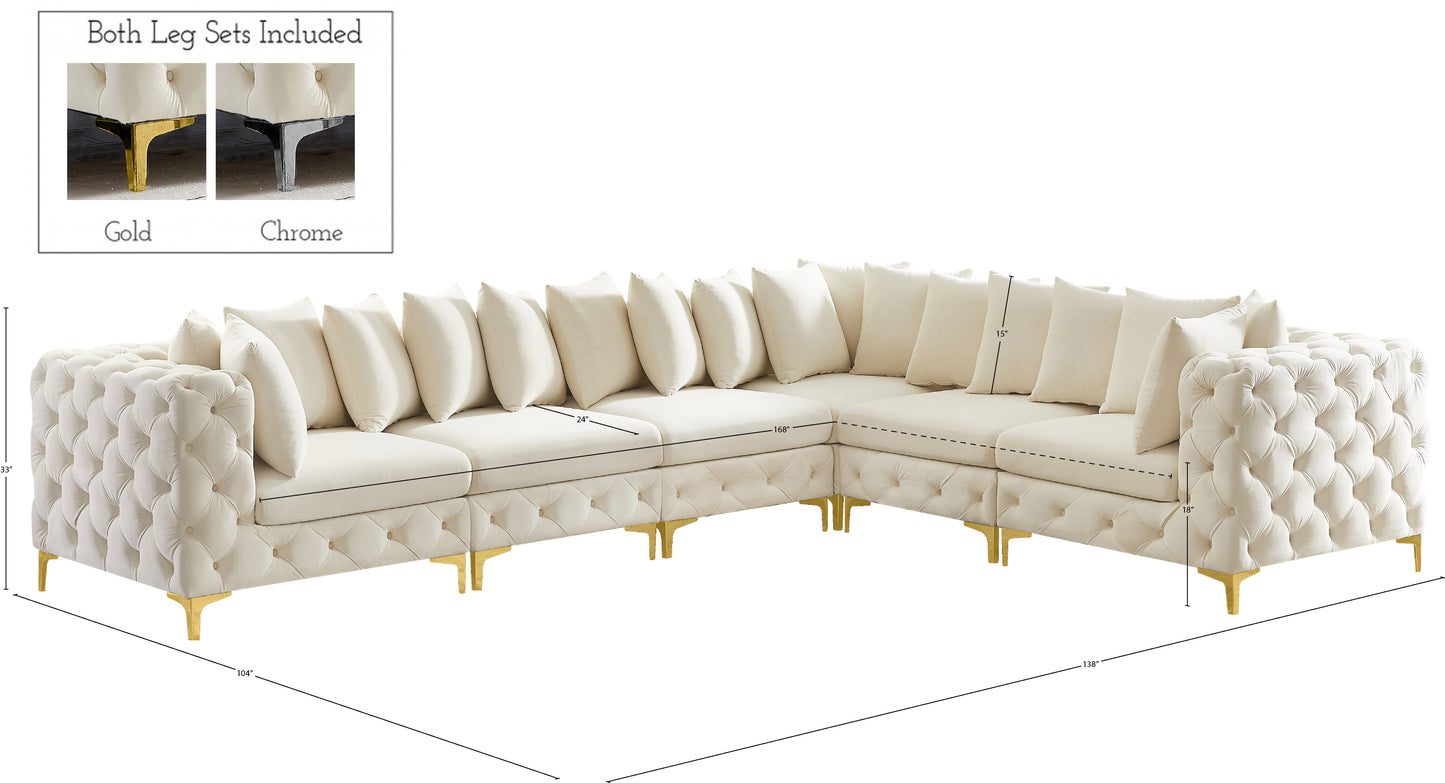 westmount cream velvet modular sectional sec6a