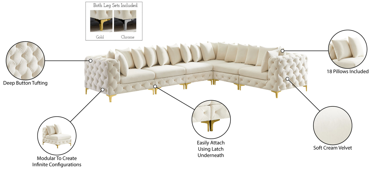 westmount cream velvet modular sectional sec6a