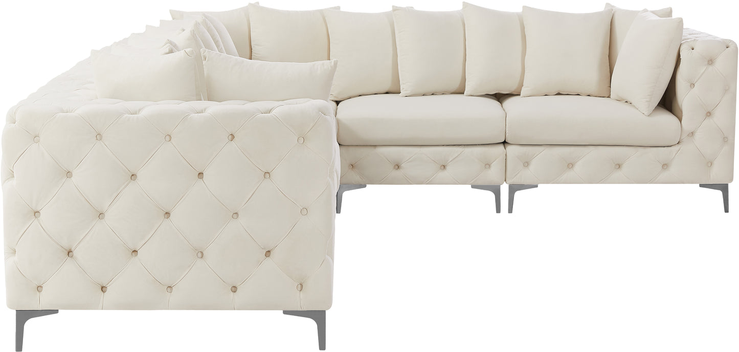 westmount cream velvet modular sectional sec6a