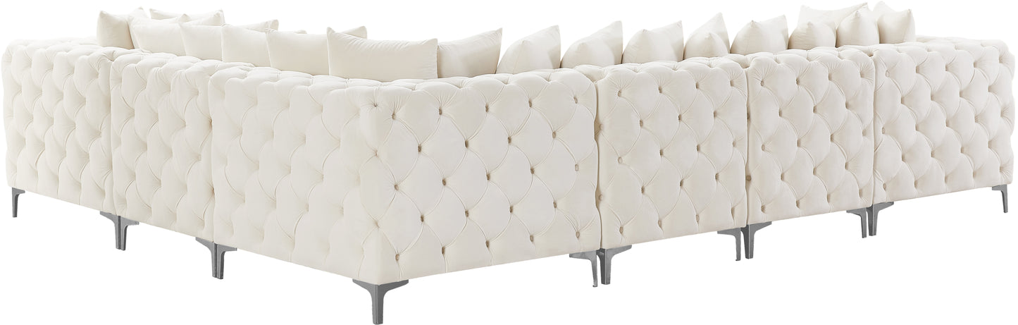 westmount cream velvet modular sectional sec6a