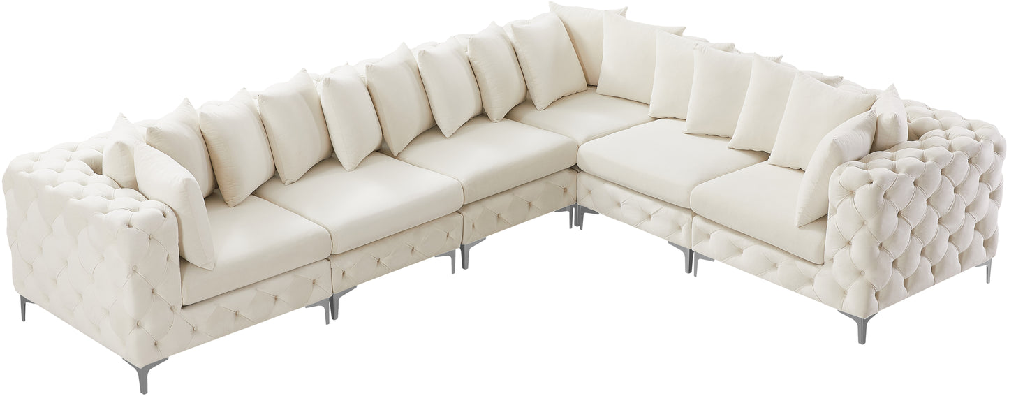 westmount cream velvet modular sectional sec6a