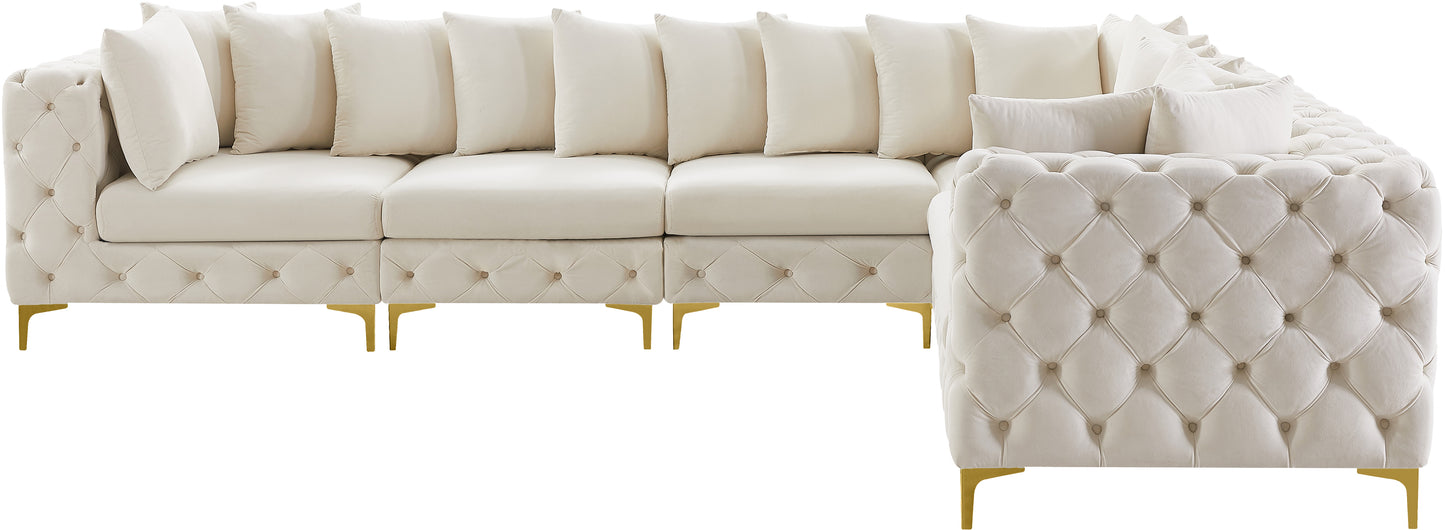 westmount cream velvet modular sectional sec6a