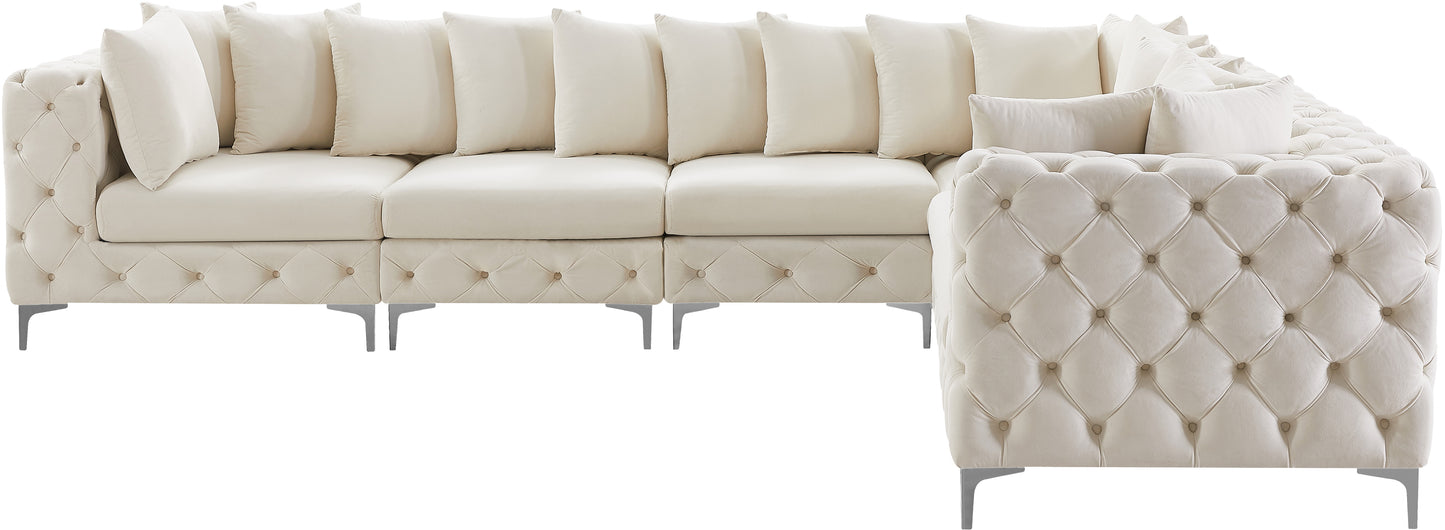 westmount cream velvet modular sectional sec6a