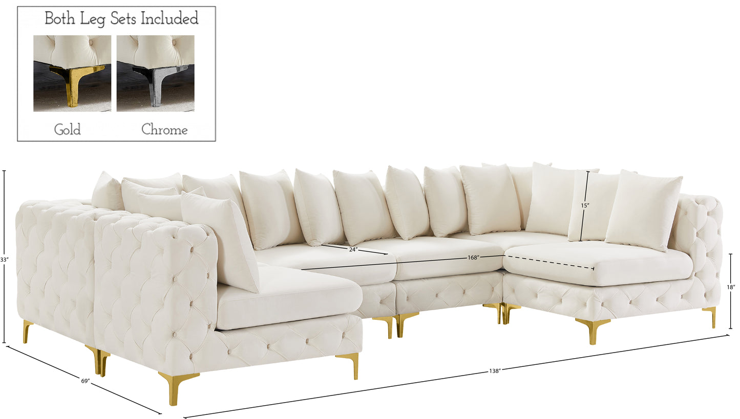 westmount cream velvet modular sectional sec6b