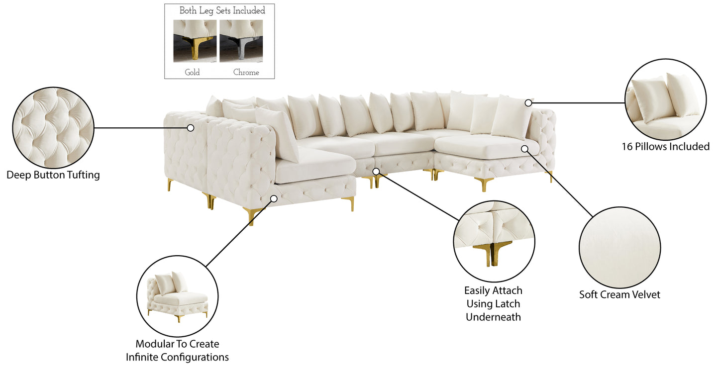 westmount cream velvet modular sectional sec6b