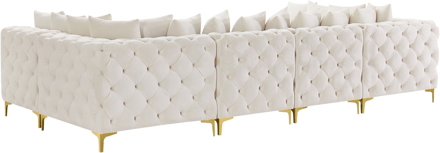 westmount cream velvet modular sectional sec6b