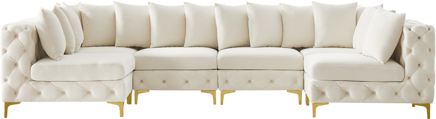 westmount cream velvet modular sectional sec6b