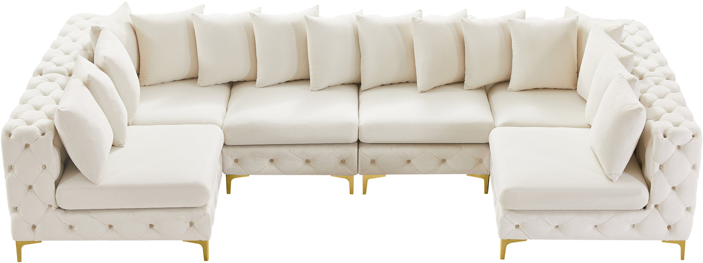 westmount cream velvet modular sectional sec6b