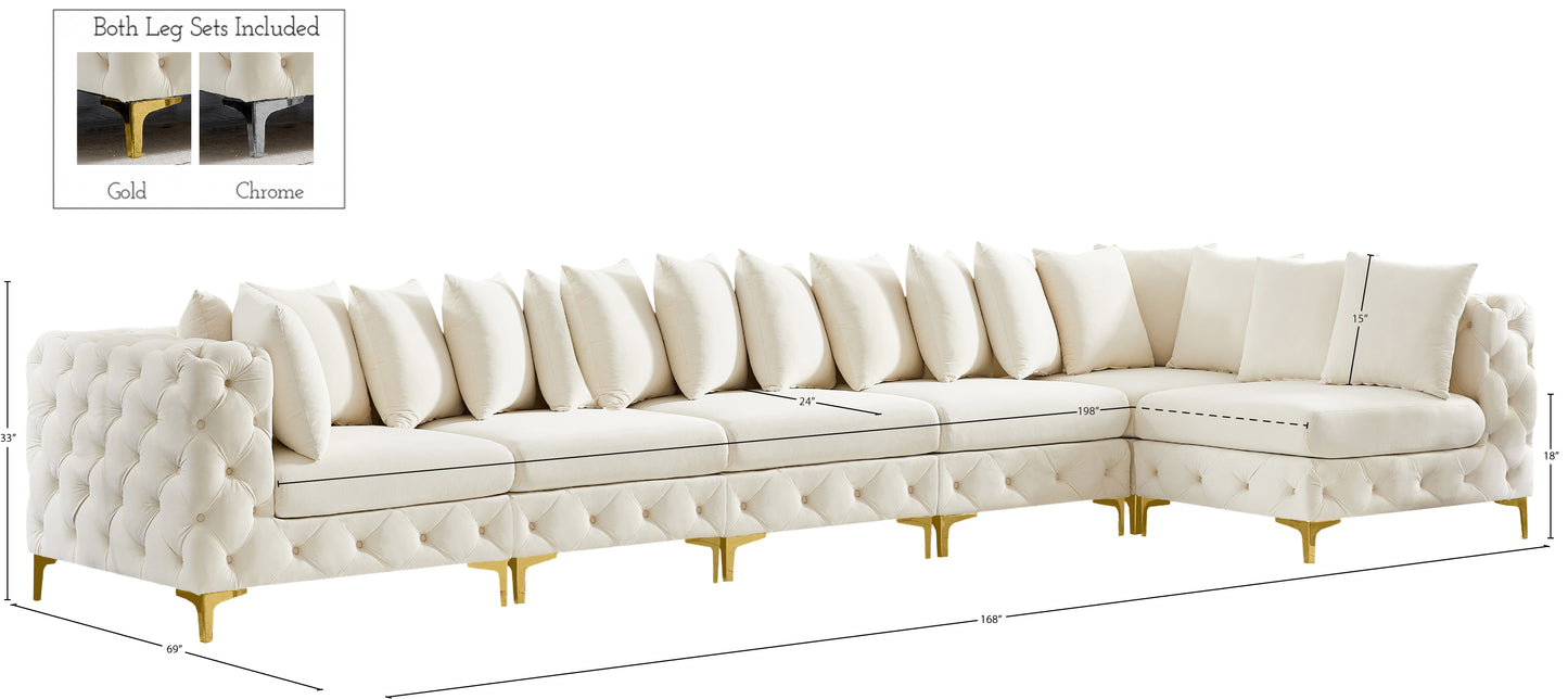 westmount cream velvet modular sectional sec6c