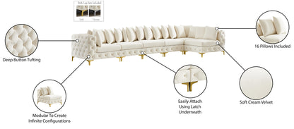 Westmount Cream Velvet Modular Sectional Sec6C