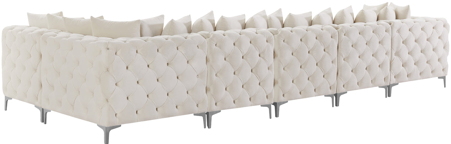 westmount cream velvet modular sectional sec6c