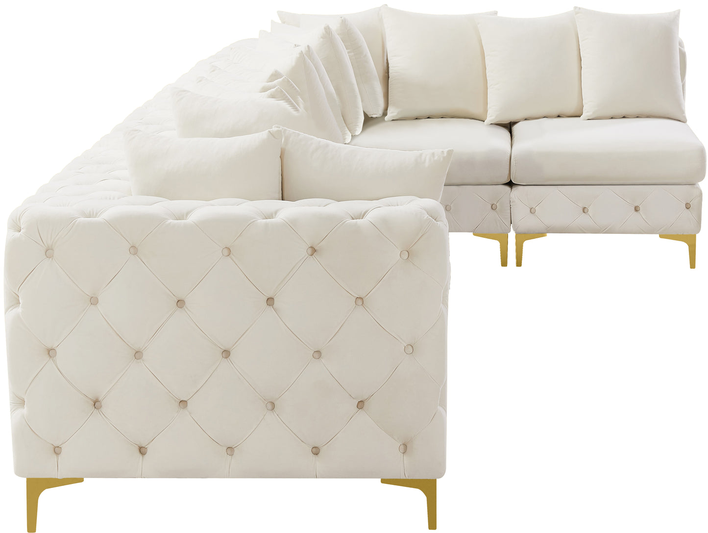 westmount cream velvet modular sectional sec6c