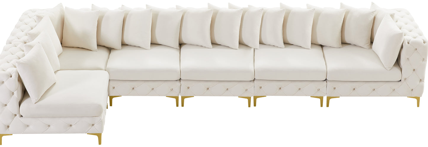 westmount cream velvet modular sectional sec6c