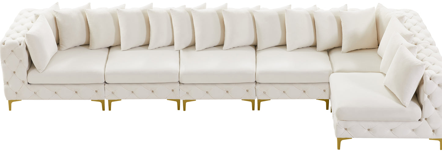 westmount cream velvet modular sectional sec6c