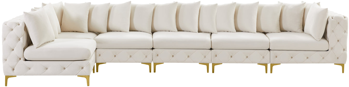 westmount cream velvet modular sectional sec6c