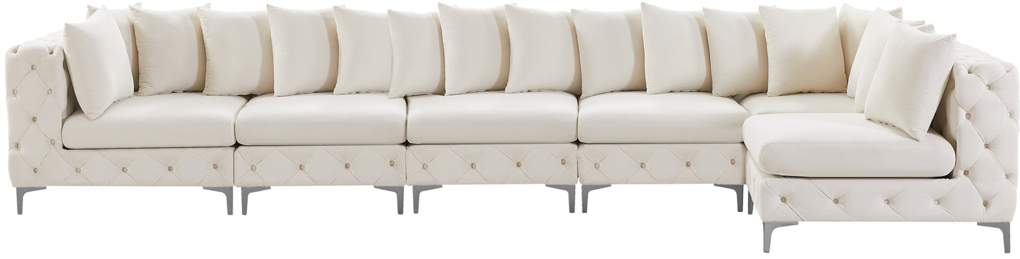 westmount cream velvet modular sectional sec6c