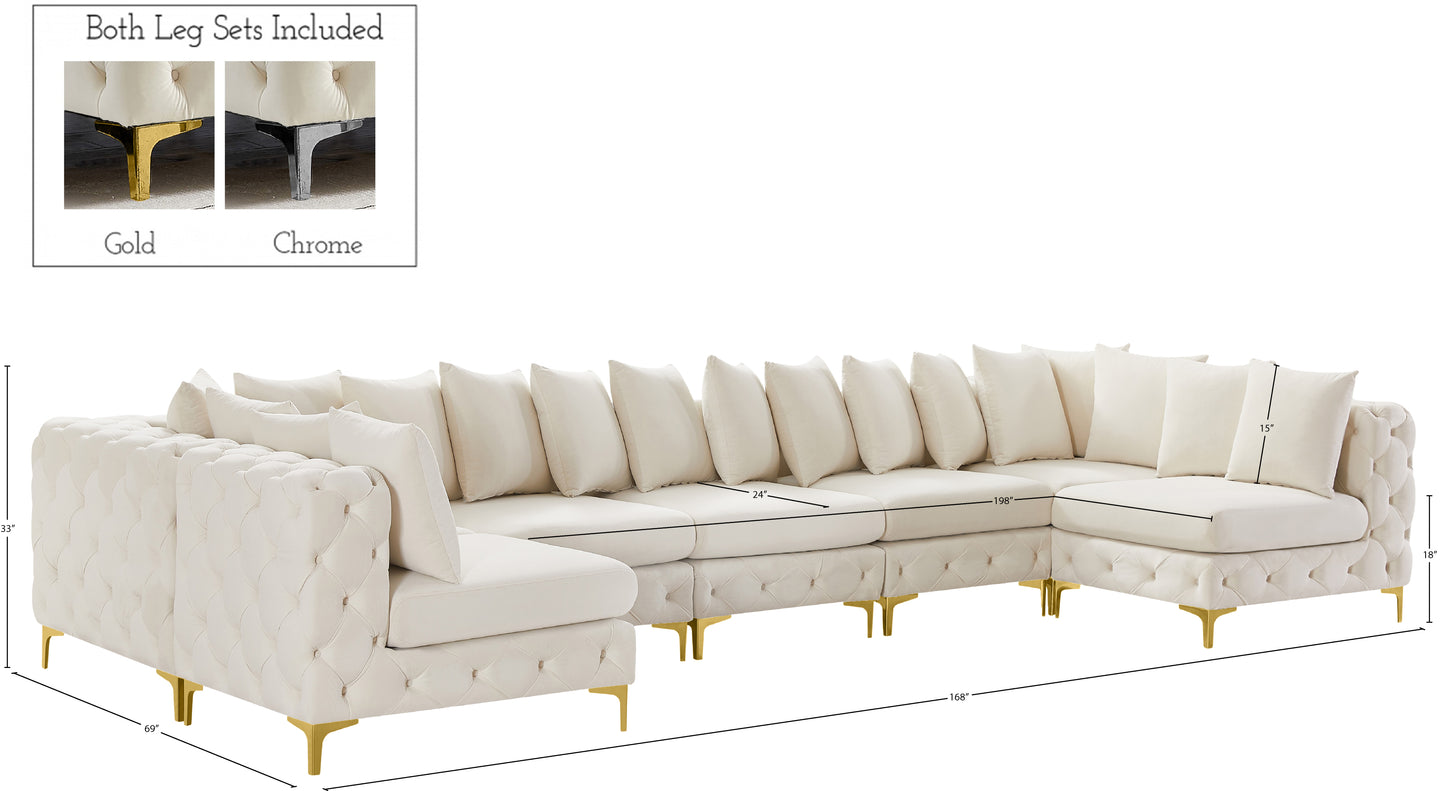 westmount cream velvet modular sectional sec7a