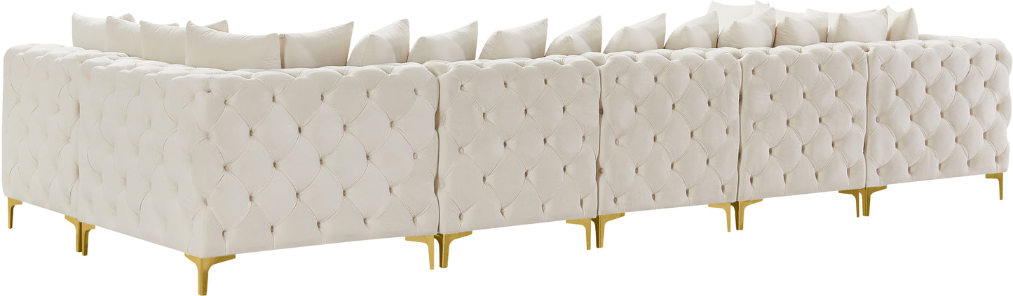 westmount cream velvet modular sectional sec7a