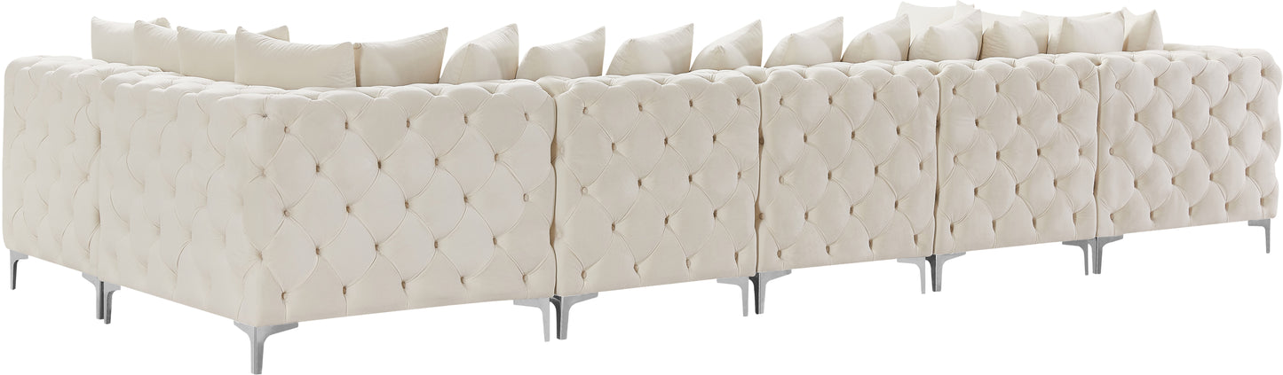 westmount cream velvet modular sectional sec7a