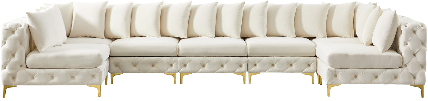 westmount cream velvet modular sectional sec7a