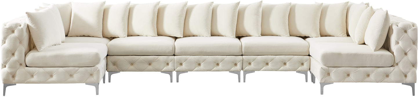 westmount cream velvet modular sectional sec7a