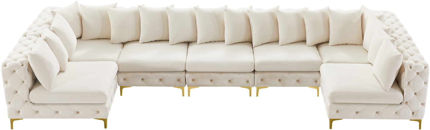 westmount cream velvet modular sectional sec7a