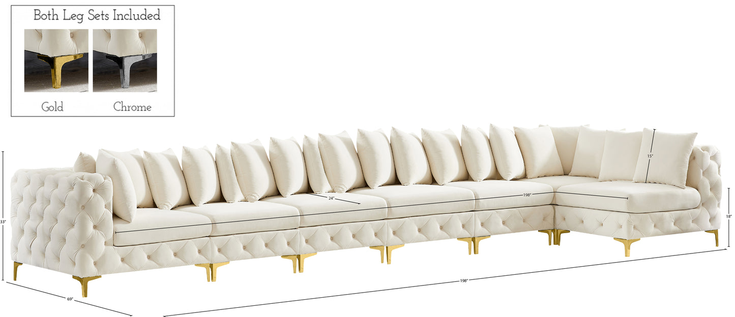 westmount cream velvet modular sectional sec7b