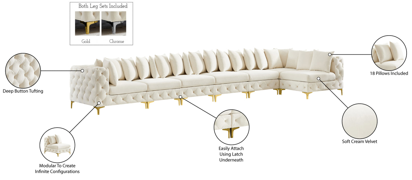 westmount cream velvet modular sectional sec7b