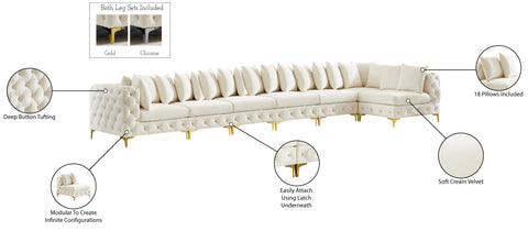 Westmount Cream Velvet Modular Sectional Sec7B