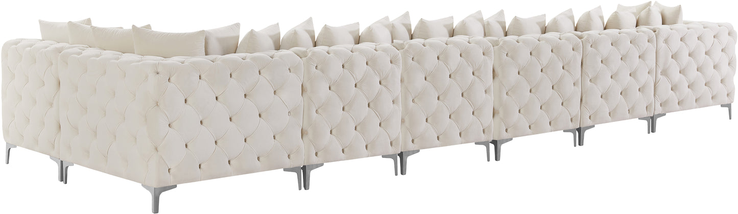 westmount cream velvet modular sectional sec7b