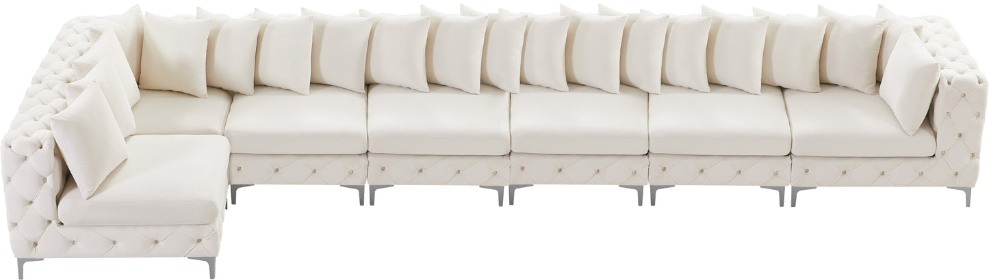 westmount cream velvet modular sectional sec7b