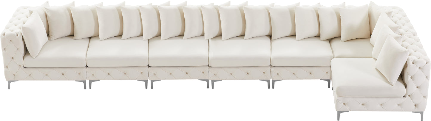 westmount cream velvet modular sectional sec7b