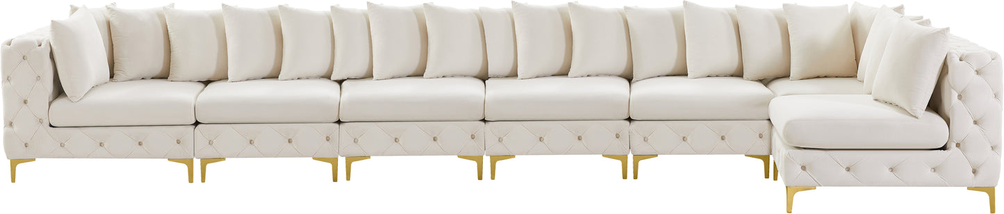 westmount cream velvet modular sectional sec7b