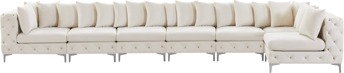 westmount cream velvet modular sectional sec7b