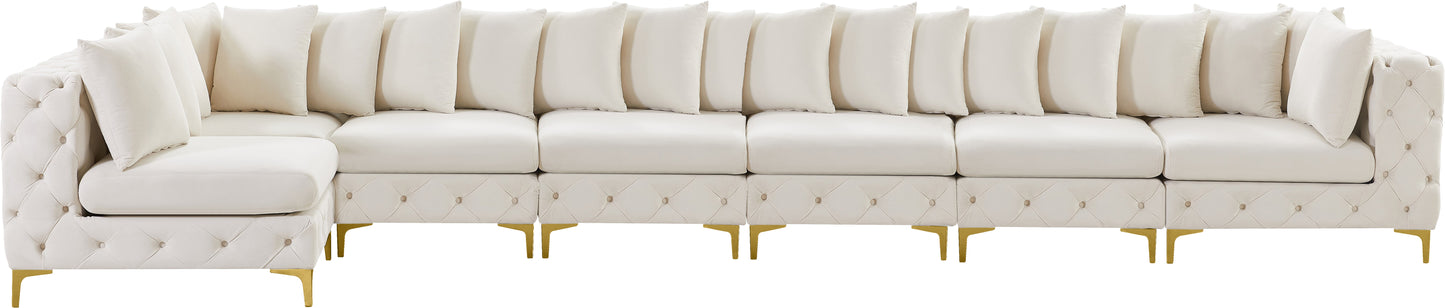 westmount cream velvet modular sectional sec7b