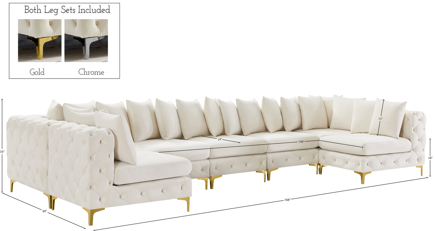 westmount cream velvet modular sectional sec7c