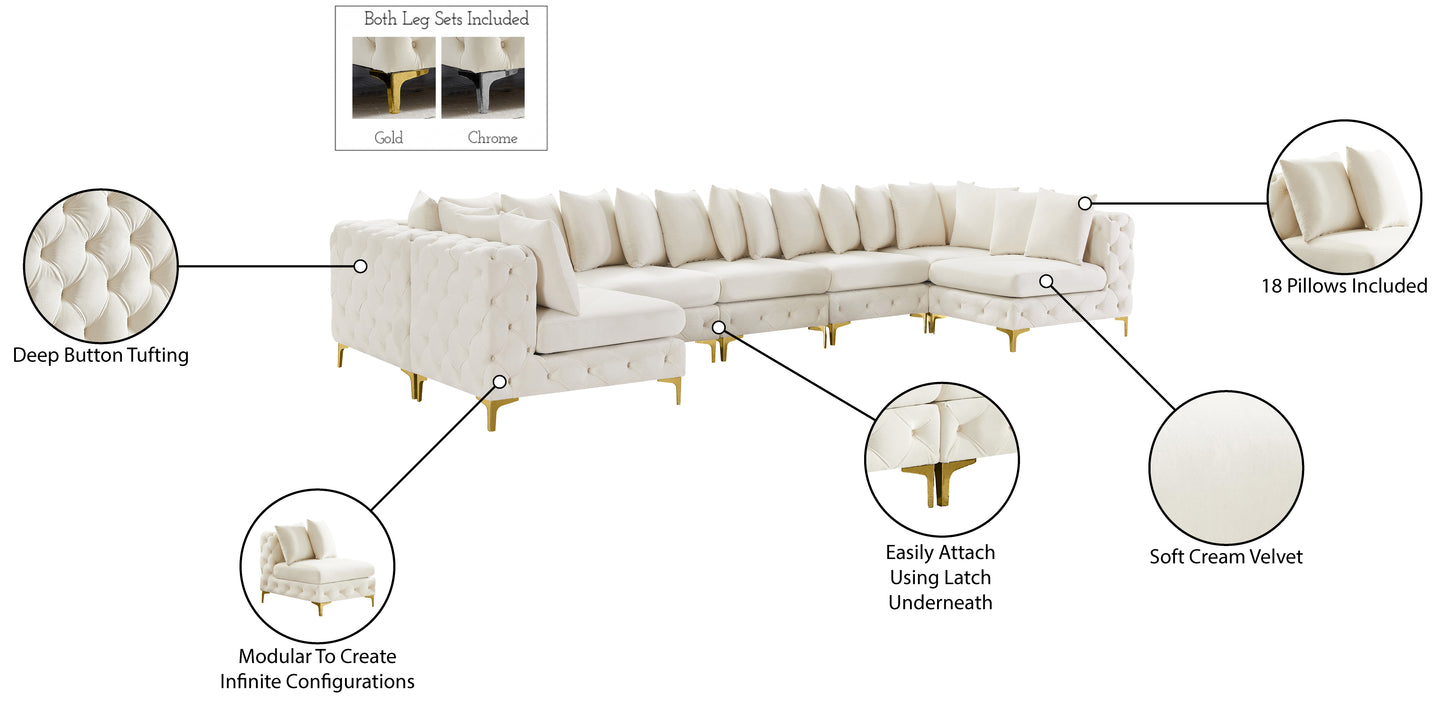 westmount cream velvet modular sectional sec7c