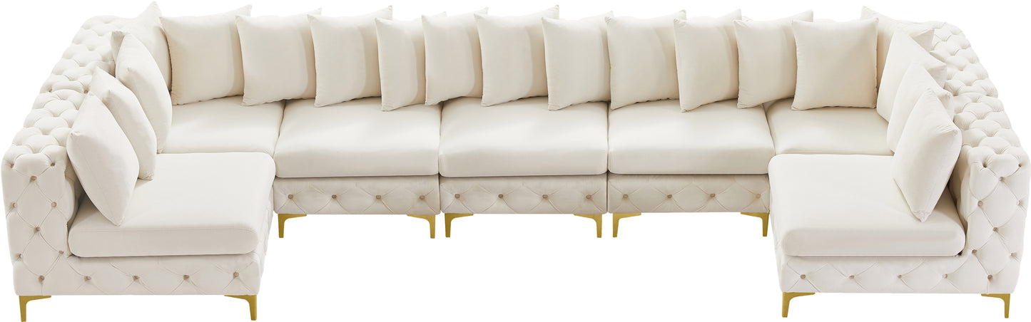 westmount cream velvet modular sectional sec7c